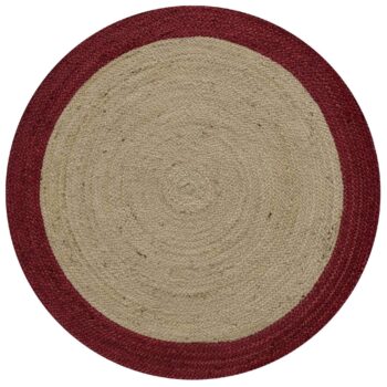 Dot Border Jute Round Blush Rug
