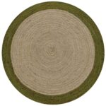 Dot Border Jute Round Green Grass Rug