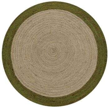 Dot Border Jute Round Green Grass Rug