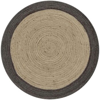 Dot Border Jute Round Grey Rug