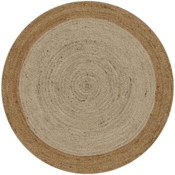 Dot Border Jute Round Natural Rug