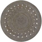 Dot Rose Jute Round Grey Rug