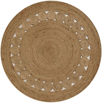 Dot Rose Jute Round Natural Rug