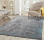 Dreamscape Grey And Blue Horizontal Vertical Washed Stripes