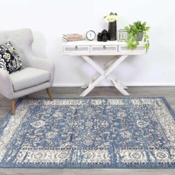 Eden Navy Blue Ziegler Distressed Traditional Ikat Rug