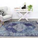 Eden Navy Distressed Contemporary Rug