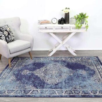 Eden Navy Distressed Contemporary Rug