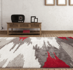 Ella Beige and Red Abstract Rug