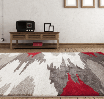 Ella Beige and Red Abstract Rug