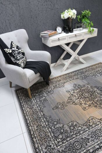 Emory Beige and Grey Transitional Medallion Rug