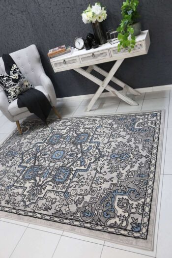 Emory Blue and Grey Distressed Vintage Rug