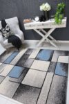 Emory Blue and Grey Modern Squares Rug