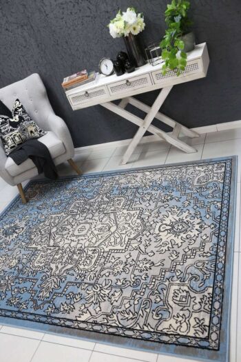 Emory Grey and Blue Distressed Vintage Rug