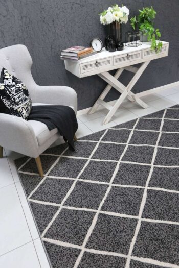 Emory Grey Cross Diamond Rug