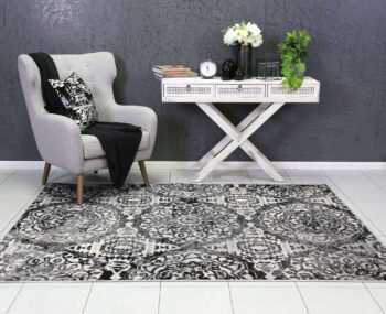 Elegant Distressed Modern Grey Rug