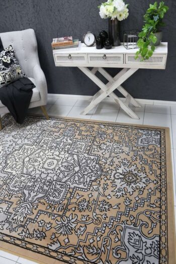 Emory Light Grey and Beige Distressed Vintage Rug