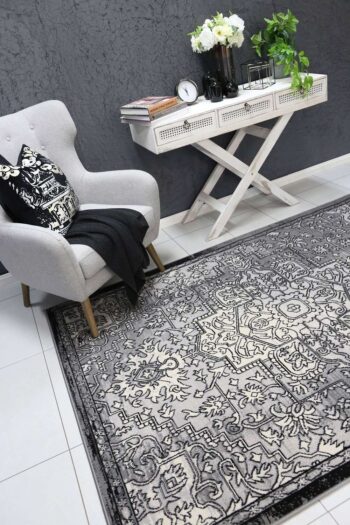 Emory Light Grey and Dark Grey Distressed Vintage Rug