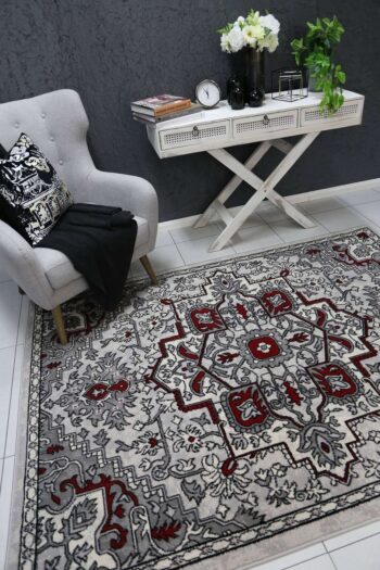 Emory Red and Gray Distressed Vintage Rug