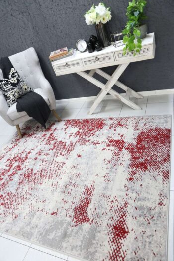 Emory Red Modern Abstract Rug