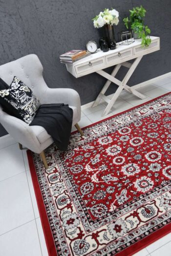 Emory Red Traditional Boarder Design Rug