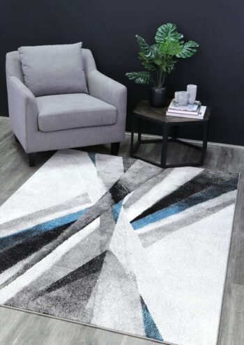 Everly Blue Cross Roads Modern Abstract Rug