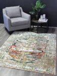Everly White Distressed Traditional Bordered Rug