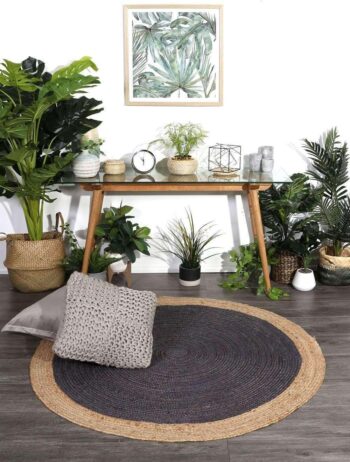 Faro Grey Centre Jute Round Rug