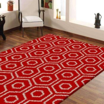 Hermitance Patterned Shag 046 Red Rug