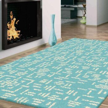 Hermitance Patterned Shag 920 Turquoise Rug