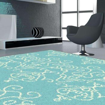 Hermitance Patterned Shag 922 Turquoise Rug