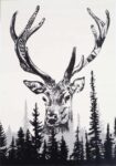 Iconic Deer Picture Modern Rug