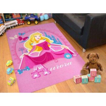 Kids Princess Aurora Pink Fun Play Rug