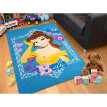 Kids Princess Belle Blue Fun Play Rug