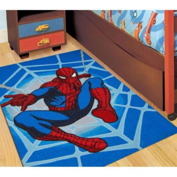Kids Spiderman Blue Fun Play Rug