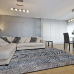 Kingston Blue Chevron Textured Pile Rug