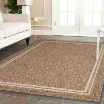 Landscape Brown Beige Bordered Rug