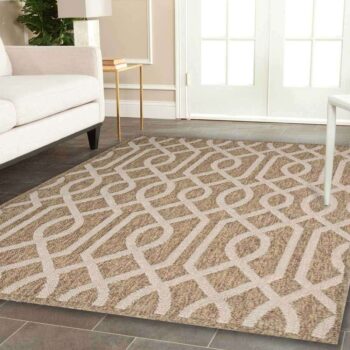 Landscape Brown Beige Geometric Ikat Rug