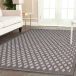 Landscape Grey Bordered Diamond Pattern Ikat Rug