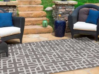 Landscape Grey Shape Patterned Ikat Rug