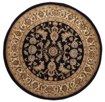 Lavish Traditional Collection 500 Navy/Cream Round Rug