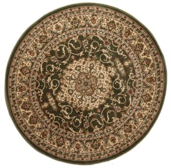 Lavish Traditional Collection 600 Green Round Rug