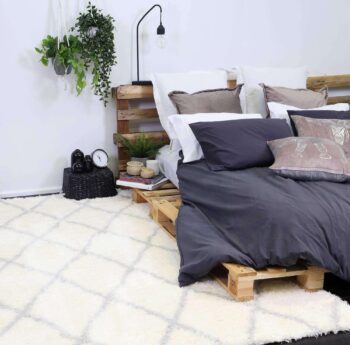 Moroccan Tribal Diamond Pattern Cream Silver Rug