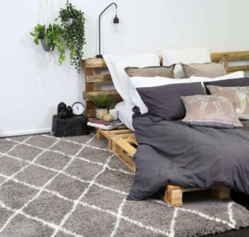 Moroccan Tribal Diamond Pattern Grey Cream Rug