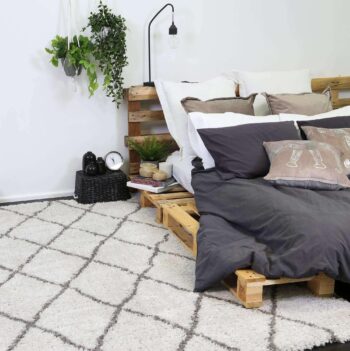 Moroccan Tribal Diamond Pattern Silver Grey Rug