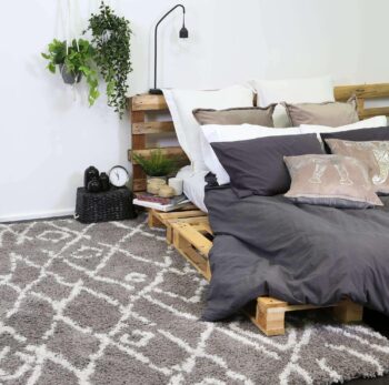 Moroccan Tribal Fes Pattern Grey Silver Rug