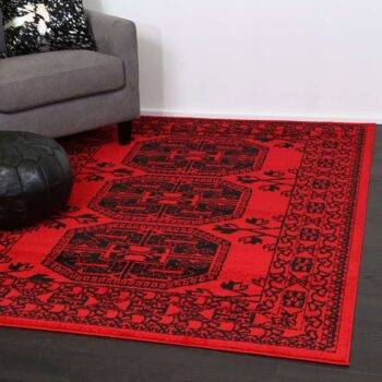 Nadia Red Afghan Traditional Rug