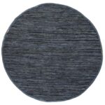 Nordic Modern Grey Leather Round Rug