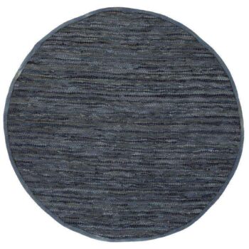 Nordic Modern Grey Leather Round Rug