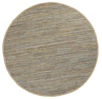 Nordic Modern Sage Leather Round Rug