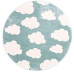 Paddington Aqua White Cloud Kids Round Rug